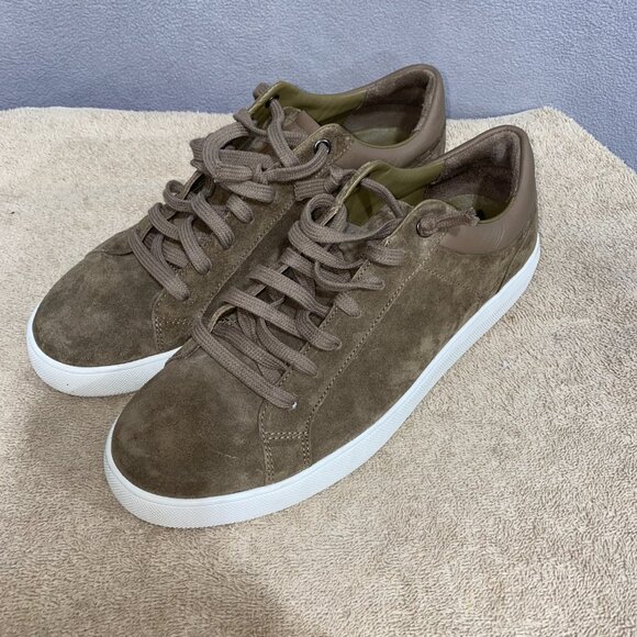 Vince Men’s Taupe Suede Low-Top Sneakers Lace-Up White Sole Size 9.5 (EU 43) - Picture 2 of 8